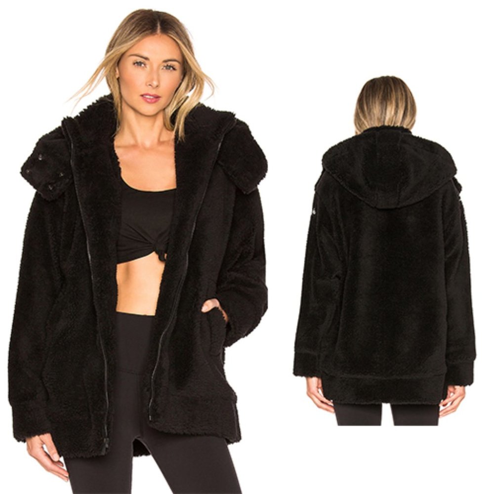 Alo Norte Faux Sherpa Coat in Black NWT Medium - Picture 1 of 6